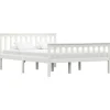 Twijfelaars-vidaXL - Bed frame met hoofdeinde - Wit - Massief grenenhout - 140x200 cm