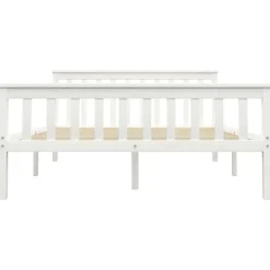 Twijfelaars-vidaXL - Bed frame met hoofdeinde - Wit - Massief grenenhout - 140x200 cm