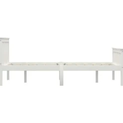 Twijfelaars-vidaXL - Bed frame met hoofdeinde - Wit - Massief grenenhout - 140x200 cm