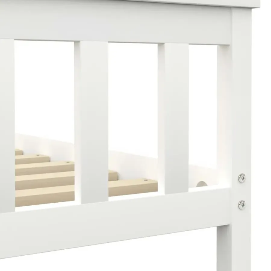 Twijfelaars-vidaXL - Bed frame met hoofdeinde - Wit - Massief grenenhout - 140x200 cm