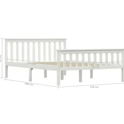 Twijfelaars-vidaXL - Bed frame met hoofdeinde - Wit - Massief grenenhout - 140x200 cm