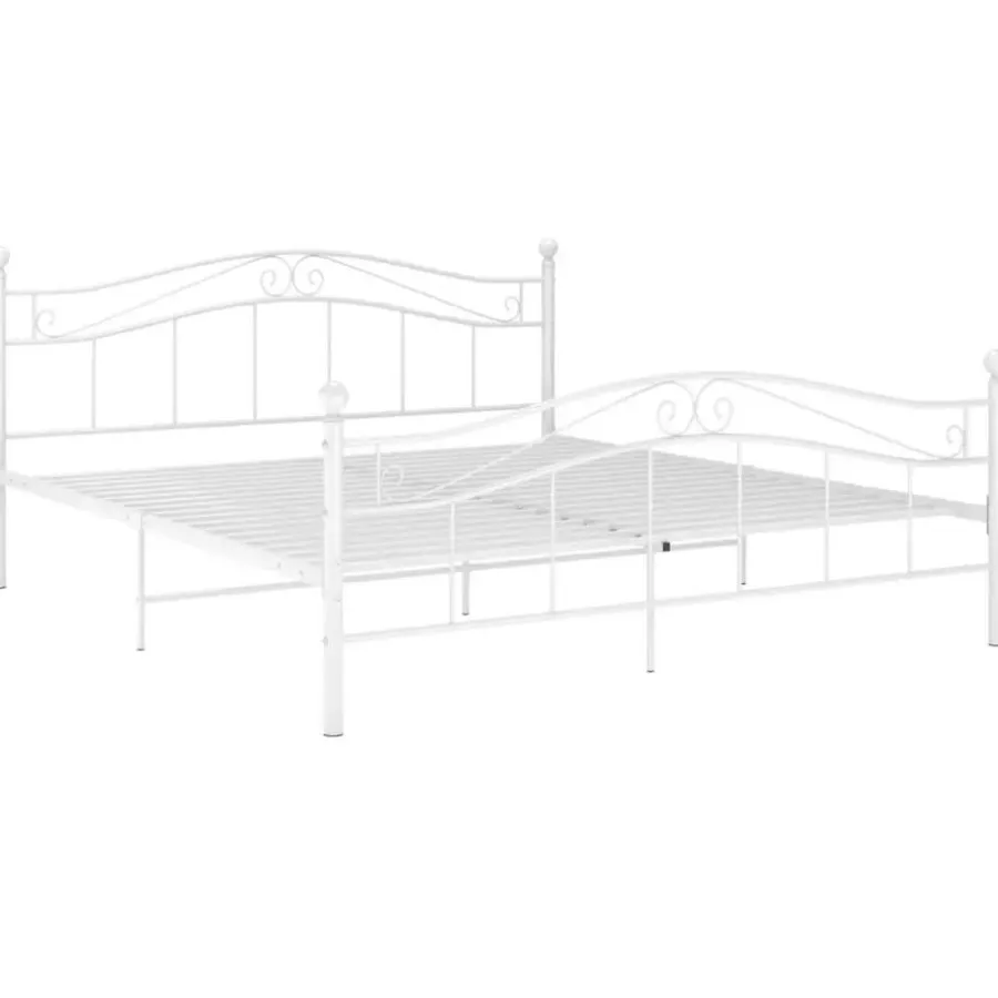 vidaXL - Bed frame met hoodfbord en lattenbodem - Wit - Metaal - 140x200 cm