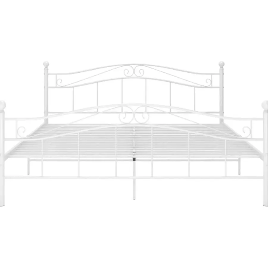 vidaXL - Bed frame met hoodfbord en lattenbodem - Wit - Metaal - 140x200 cm
