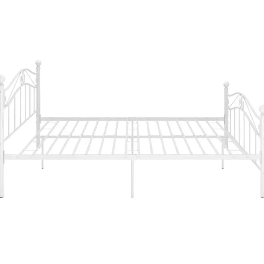 vidaXL - Bed frame met hoodfbord en lattenbodem - Wit - Metaal - 140x200 cm