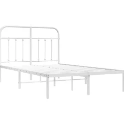 Twijfelaars-vidaXL - Bed frame met hoofdbord - Wit - Metaal - 120x200 cm