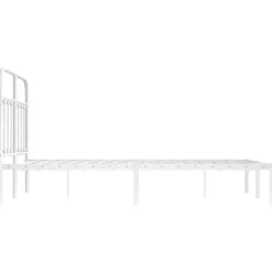 Twijfelaars-vidaXL - Bed frame met hoofdbord - Wit - Metaal - 120x200 cm