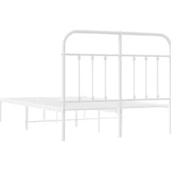 Twijfelaars-vidaXL - Bed frame met hoofdbord - Wit - Metaal - 120x200 cm