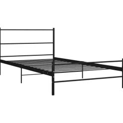 1-Persoons Bedden-vidaXL - Bed frame met hoofdeinde en lanttenbodem - Zwart - Metaal - 90x200 cm