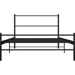1-Persoons Bedden-vidaXL - Bed frame met hoofdeinde en lanttenbodem - Zwart - Metaal - 90x200 cm