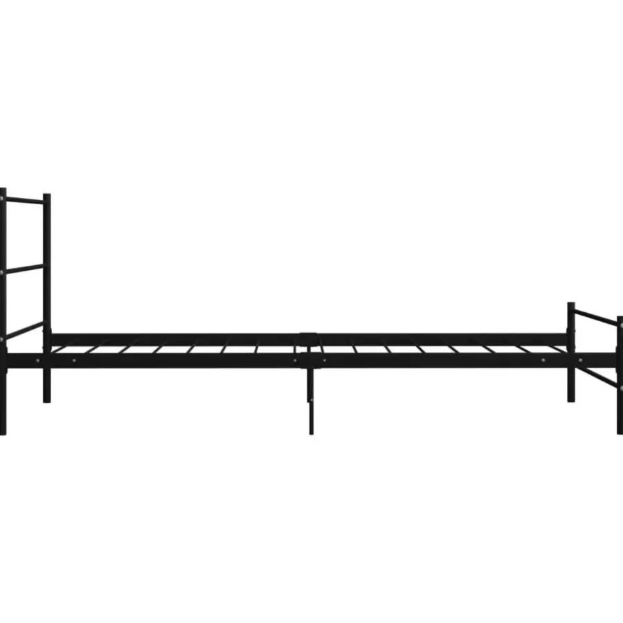1-Persoons Bedden-vidaXL - Bed frame met hoofdeinde en lanttenbodem - Zwart - Metaal - 90x200 cm