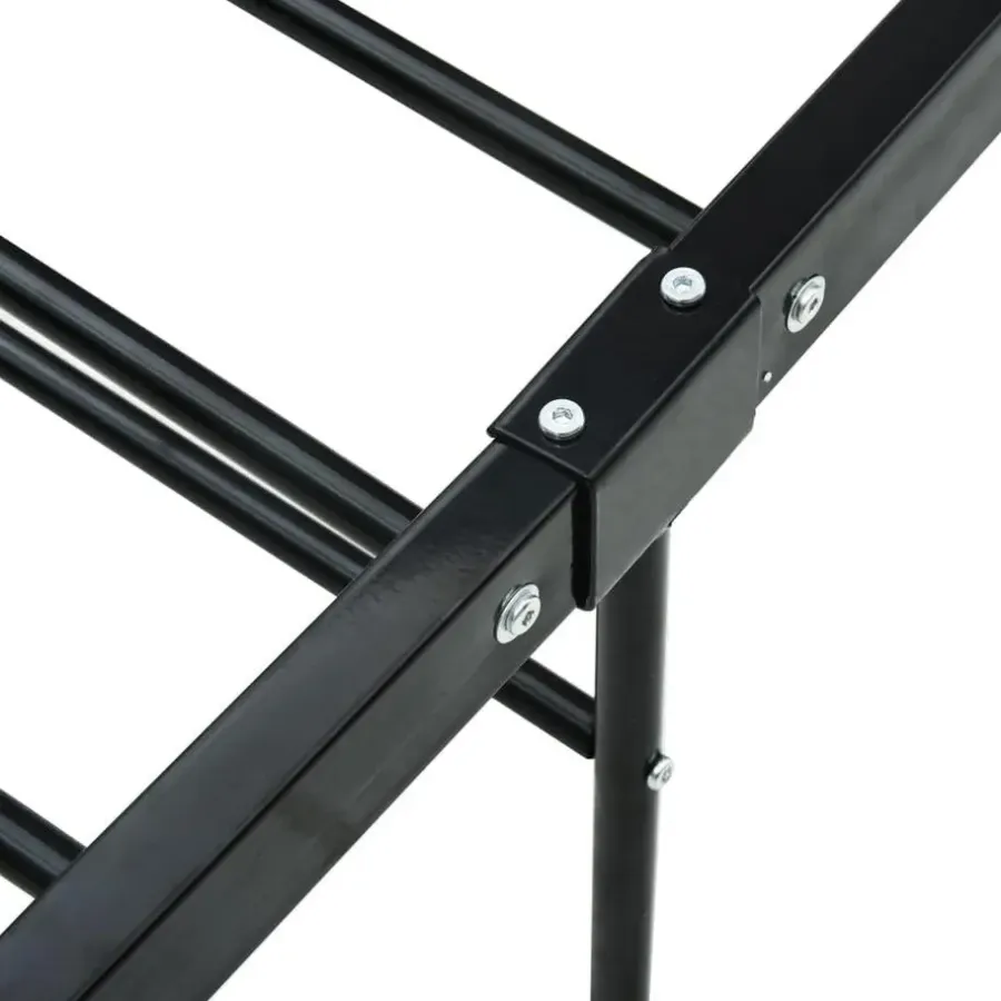 1-Persoons Bedden-vidaXL - Bed frame met hoofdeinde en lanttenbodem - Zwart - Metaal - 90x200 cm