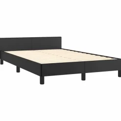 Twijfelaars-vidaXL - Bed frame met hoofdeinde zonder matras - Zwart - Kunstleer - 120x200 cm