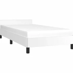 1-Persoons Bedden-vidaXL - Bed frame met hoofdeinde zonder matras - Wit - Hout - 90x200 cm