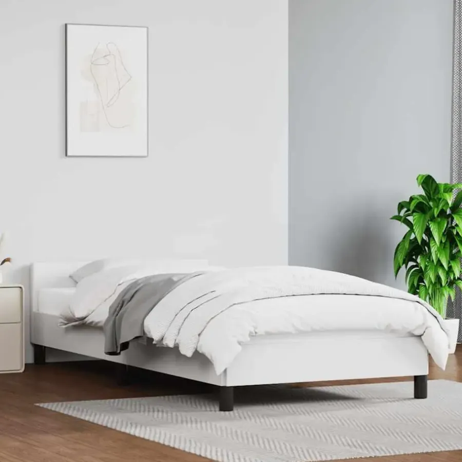1-Persoons Bedden-vidaXL - Bed frame met hoofdeinde zonder matras - Wit - Hout - 90x200 cm