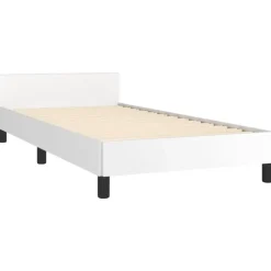 1-Persoons Bedden-vidaXL - Bed frame met hoofdeinde zonder matras - Wit - Hout - 90x200 cm