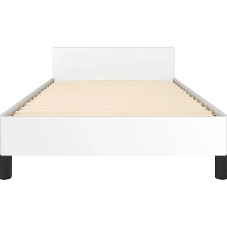 1-Persoons Bedden-vidaXL - Bed frame met hoofdeinde zonder matras - Wit - Hout - 90x200 cm