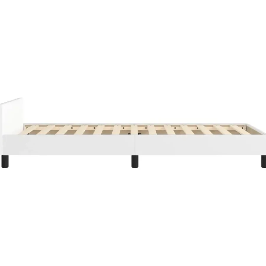 1-Persoons Bedden-vidaXL - Bed frame met hoofdeinde zonder matras - Wit - Hout - 90x200 cm