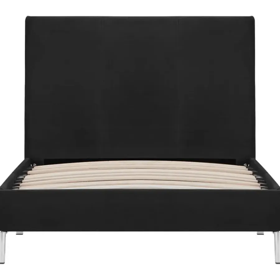 1-Persoons Bedden-vidaXL - Bed frame met hoofdeinde - Zwart - Stof - 90x200 cm