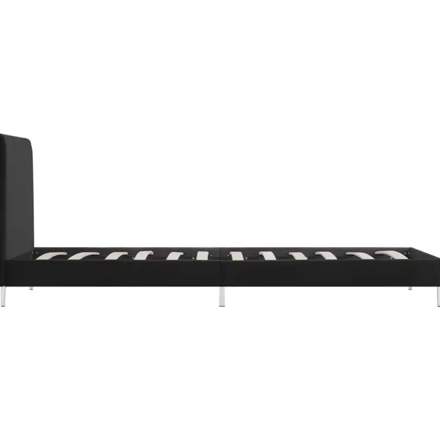 1-Persoons Bedden-vidaXL - Bed frame met hoofdeinde - Zwart - Stof - 90x200 cm