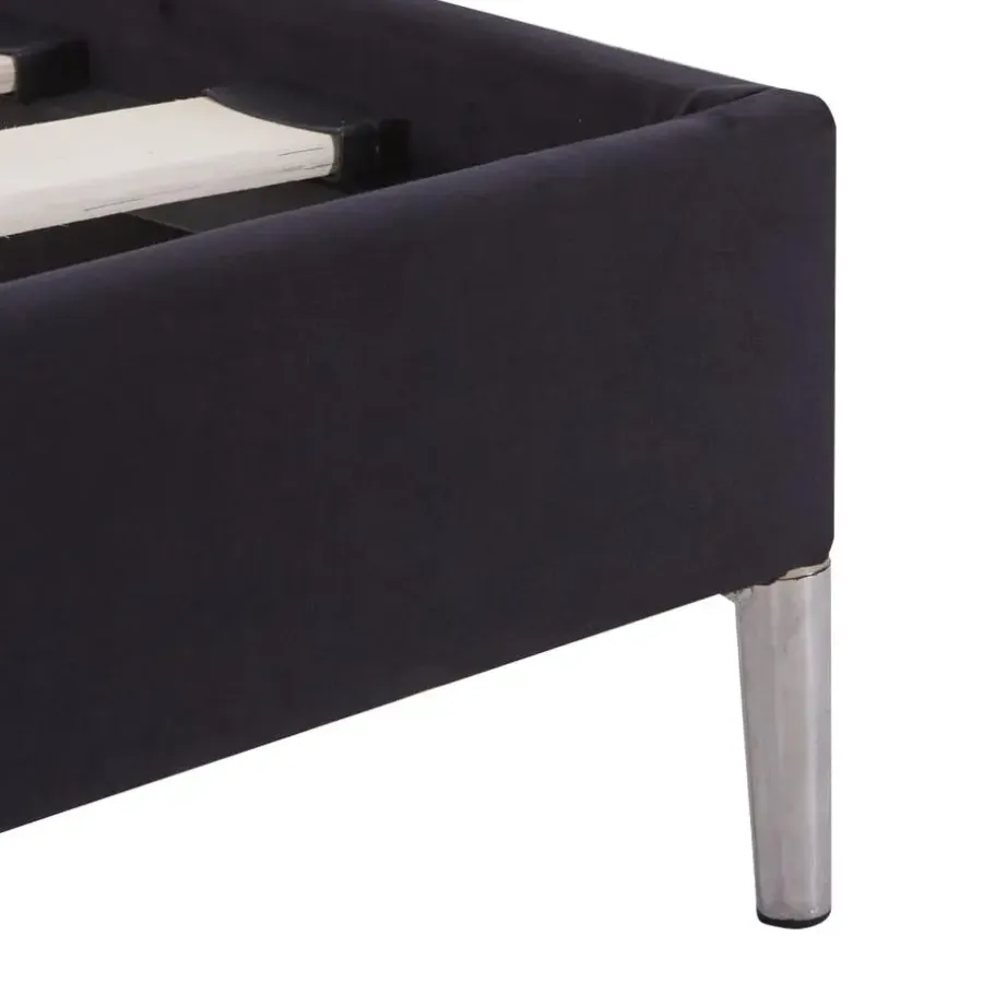1-Persoons Bedden-vidaXL - Bed frame met hoofdeinde - Zwart - Stof - 90x200 cm