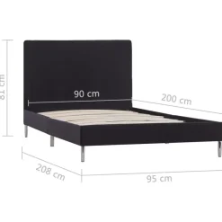 1-Persoons Bedden-vidaXL - Bed frame met hoofdeinde - Zwart - Stof - 90x200 cm
