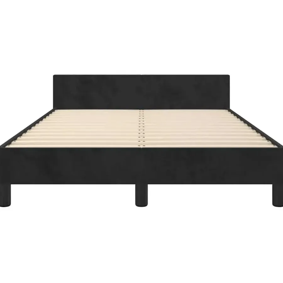 Twijfelaars-vidaXL - Bed frame met hoofdeinde - Zwart - Fluweel - 120 x 200 cm