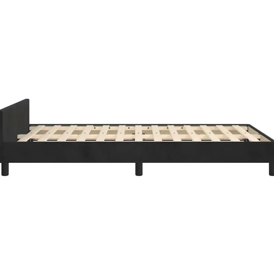 Twijfelaars-vidaXL - Bed frame met hoofdeinde - Zwart - Fluweel - 120 x 200 cm