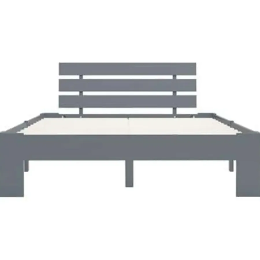 vidaXL - Bed frame met hoofdbord - Grijs - Massief grenenhout - 120x200 cm