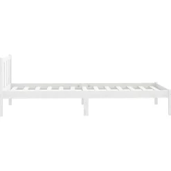 1-Persoons Bedden-vidaXL - Bed frame met hoofdeinde - Wit - Massief grenenhout - 90x200 cm