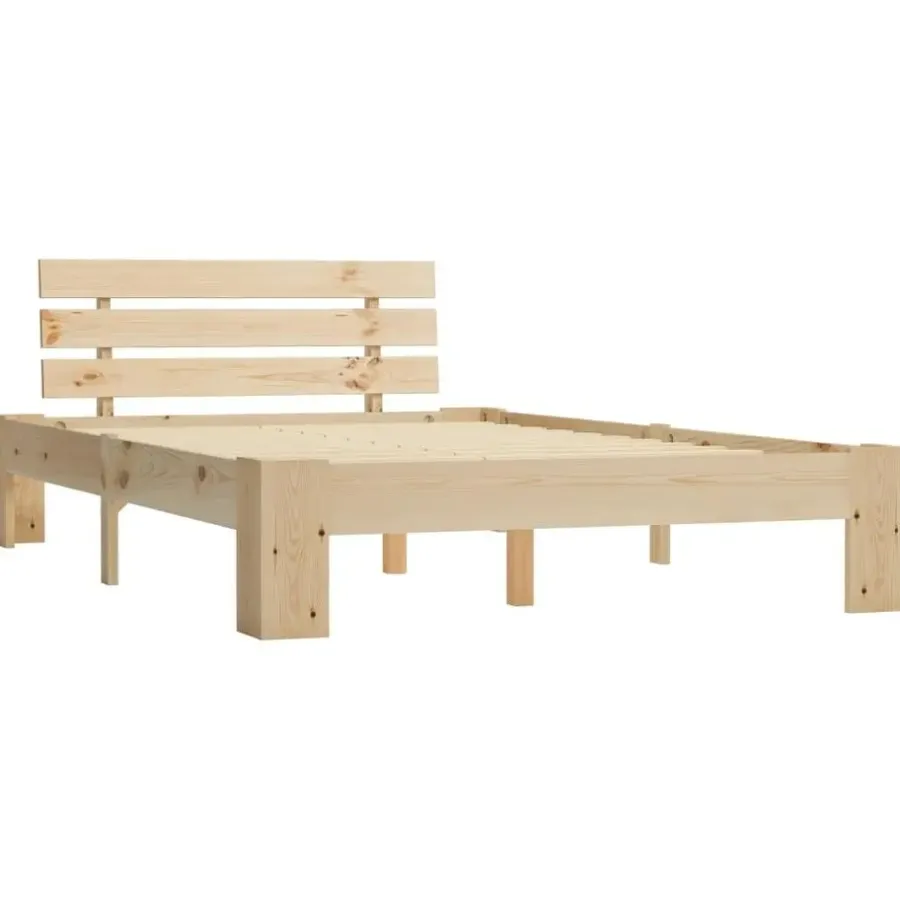 Twijfelaars-vidaXL - Bed frame met hoofdbord - Wit - Massief grenenhout - 140x200 cm