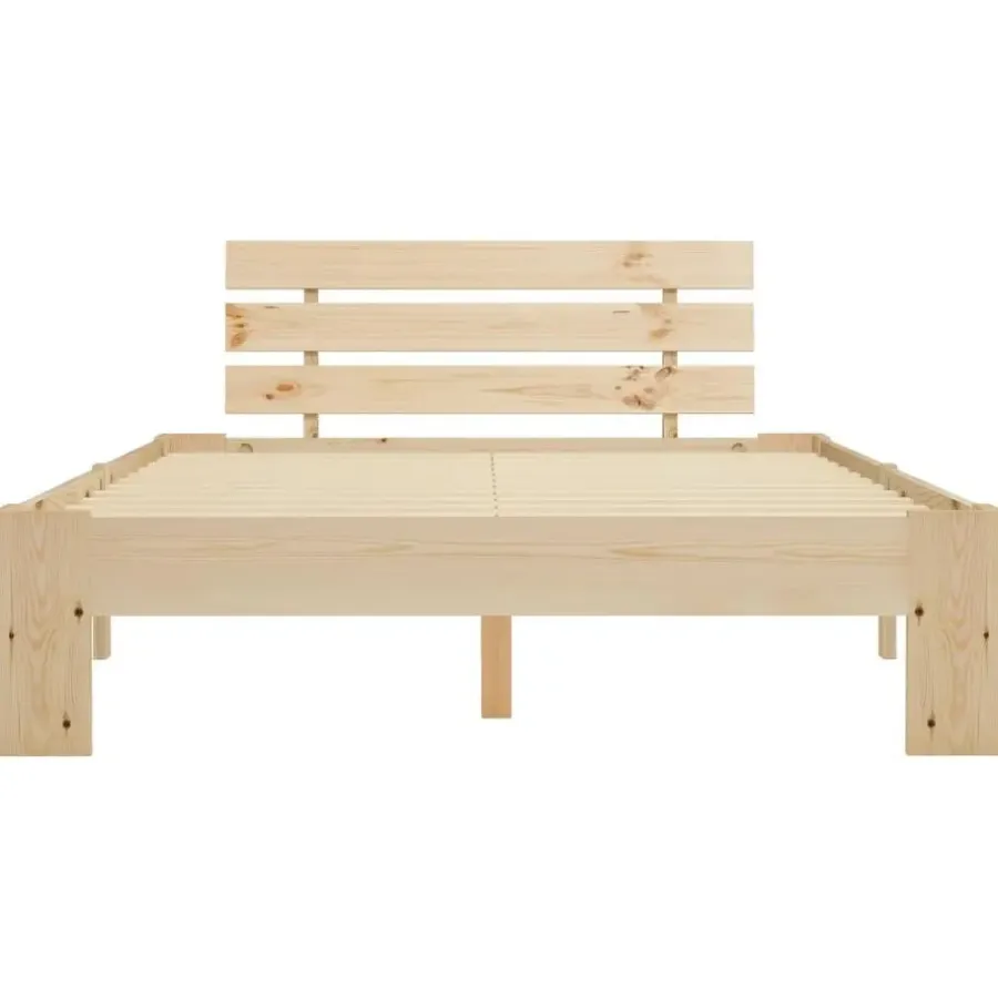Twijfelaars-vidaXL - Bed frame met hoofdbord - Wit - Massief grenenhout - 140x200 cm