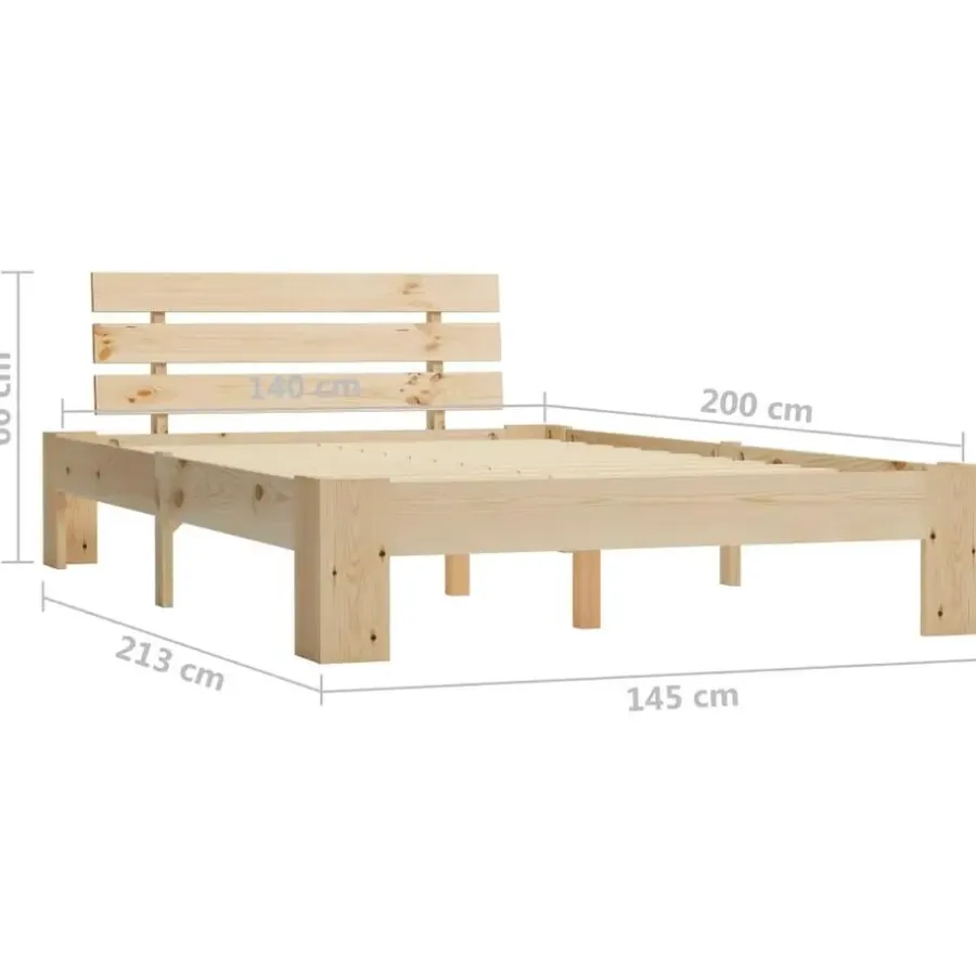 Twijfelaars-vidaXL - Bed frame met hoofdbord - Wit - Massief grenenhout - 140x200 cm