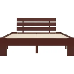 Twijfelaars-vidaXL - Bed frame met hoofdbord - Donkerbruin - Massief grenenhout - 120x200 cm
