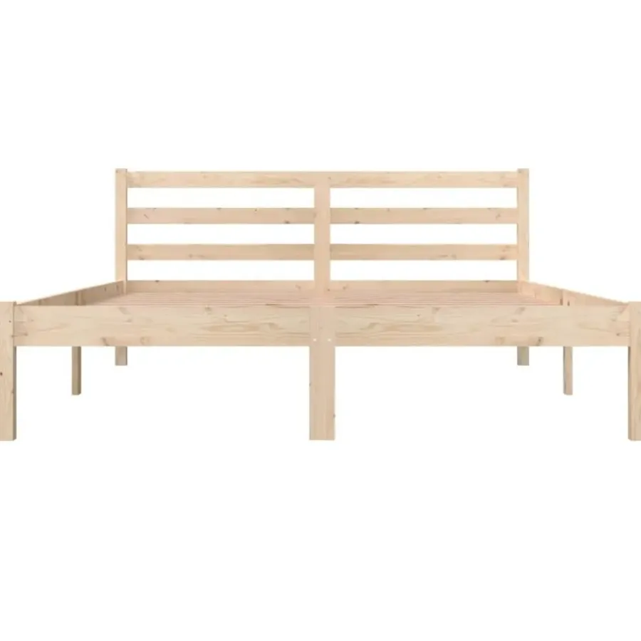 Twijfelaars-vidaXL - Bed frame met hoofdeinde - Naturel - Massief grenenhout - 140x190 cm