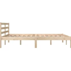 Twijfelaars-vidaXL - Bed frame met hoofdeinde - Naturel - Massief grenenhout - 140x190 cm
