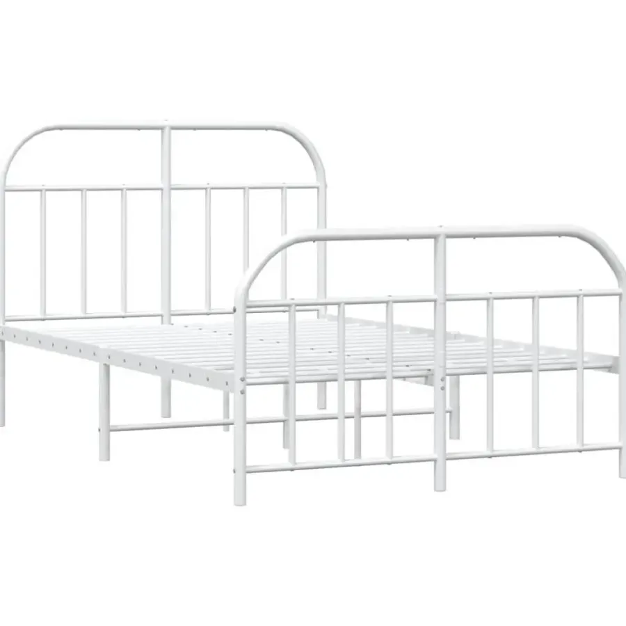 Twijfelaars-vidaXL - Bed frame met hoofd- en voeteneinde - Wit - Metaal - 120x200 cm