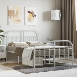Twijfelaars-vidaXL - Bed frame met hoofd- en voeteneinde - Wit - Metaal - 120x200 cm