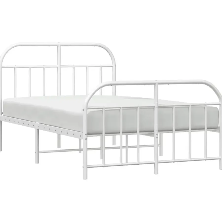 Twijfelaars-vidaXL - Bed frame met hoofd- en voeteneinde - Wit - Metaal - 120x200 cm
