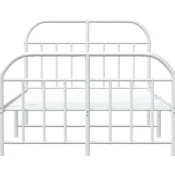 Twijfelaars-vidaXL - Bed frame met hoofd- en voeteneinde - Wit - Metaal - 120x200 cm