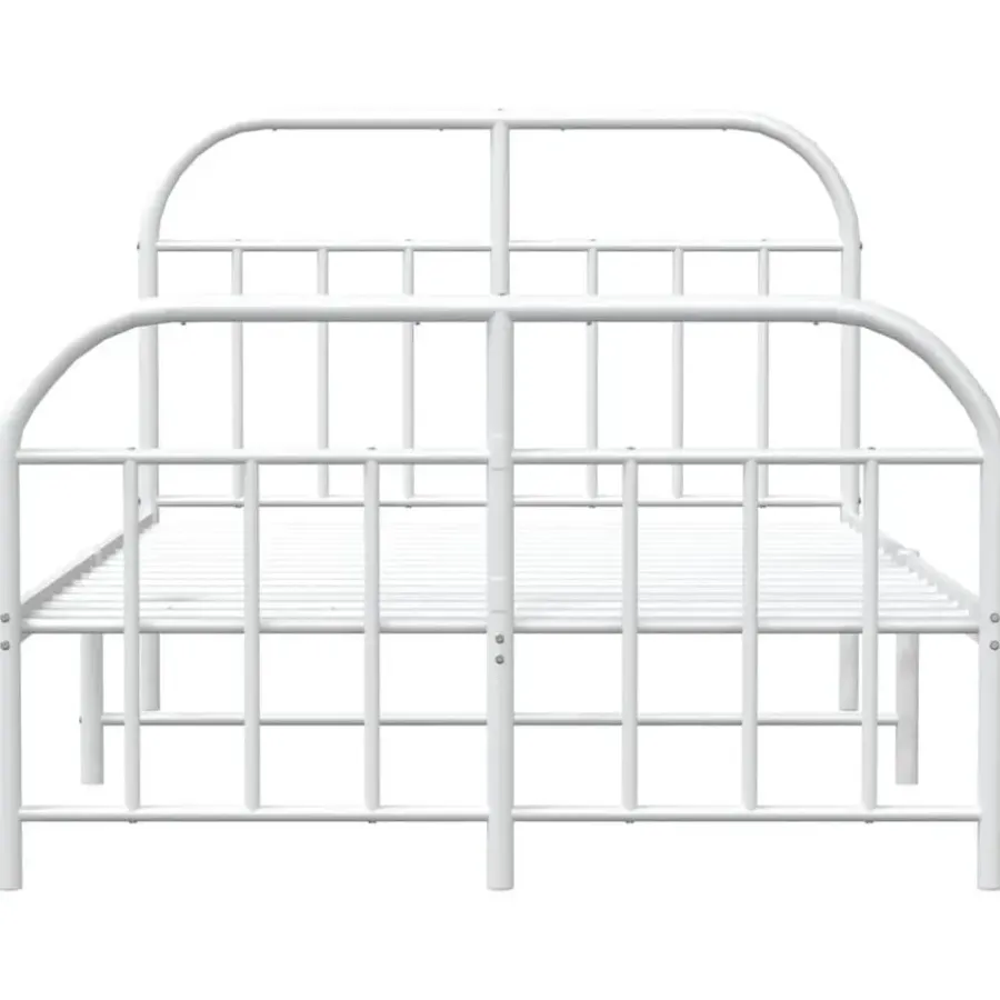 Twijfelaars-vidaXL - Bed frame met hoofd- en voeteneinde - Wit - Metaal - 120x200 cm