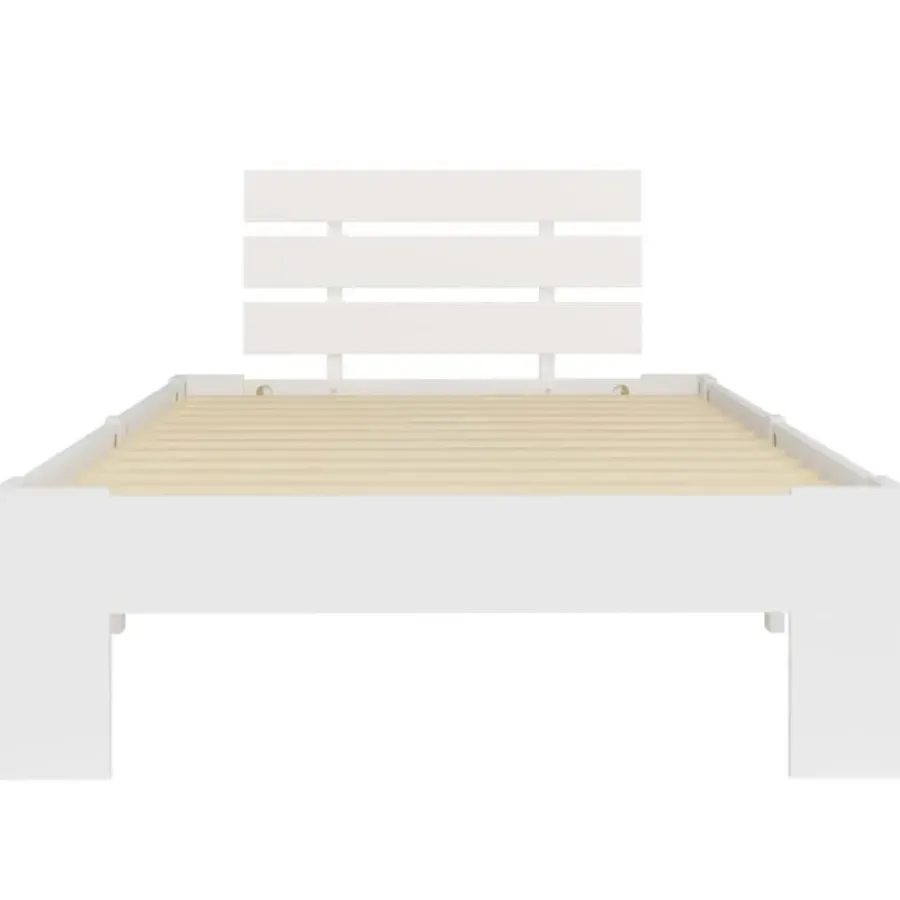 1-Persoons Bedden-vidaXL - Bed frame met hoofdbord - Wit - Massief grenenhout - 90x200 cm