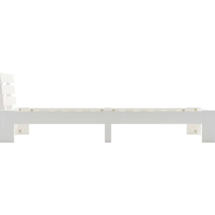 1-Persoons Bedden-vidaXL - Bed frame met hoofdbord - Wit - Massief grenenhout - 90x200 cm
