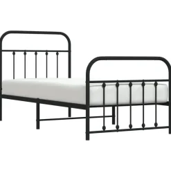 vidaXL - Bed frame met hoofd- en voeteneinde - Zwart - Metaal - 90x200 cm