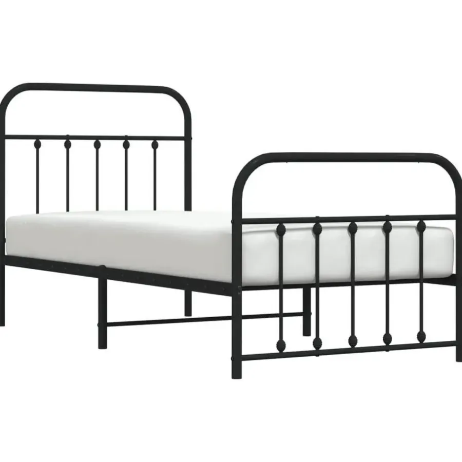 vidaXL - Bed frame met hoofd- en voeteneinde - Zwart - Metaal - 90x200 cm