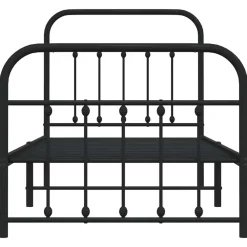 vidaXL - Bed frame met hoofd- en voeteneinde - Zwart - Metaal - 90x200 cm