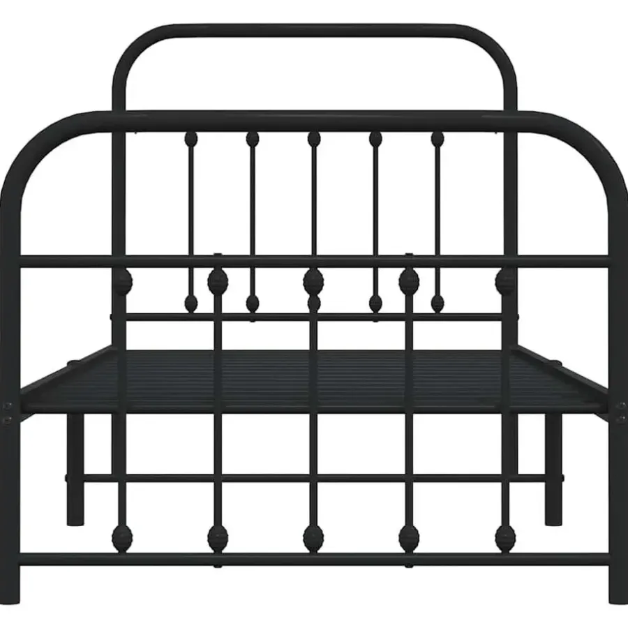 vidaXL - Bed frame met hoofd- en voeteneinde - Zwart - Metaal - 90x200 cm