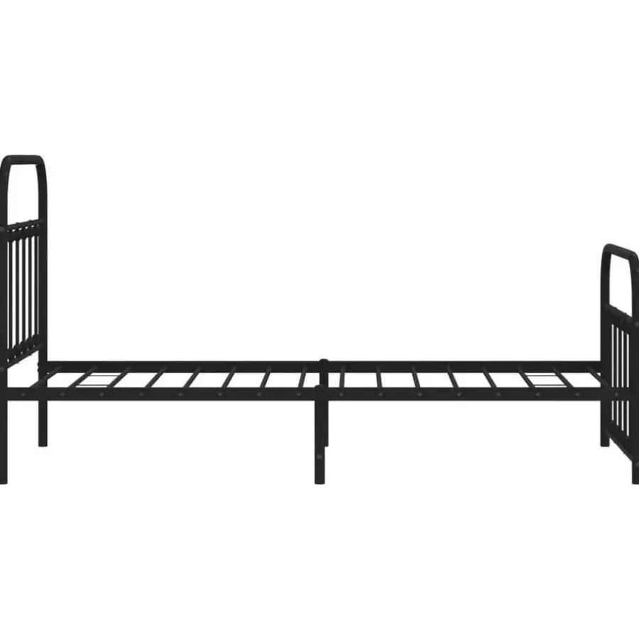 vidaXL - Bed frame met hoofd- en voeteneinde - Zwart - Metaal - 90x200 cm