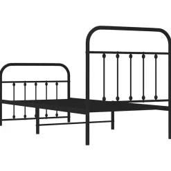 vidaXL - Bed frame met hoofd- en voeteneinde - Zwart - Metaal - 90x200 cm