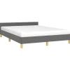 vidaXL - Bed frame met hoofdeinde - Donkergrijs - Stof - 140 x 200 cm