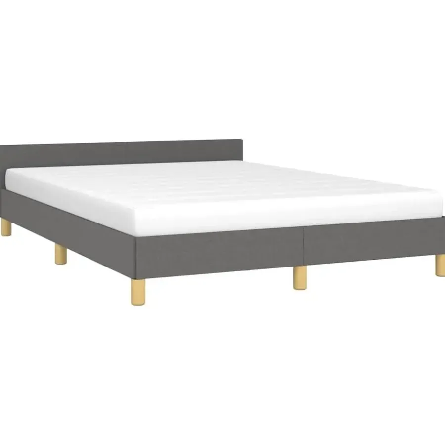 vidaXL - Bed frame met hoofdeinde - Donkergrijs - Stof - 140 x 200 cm